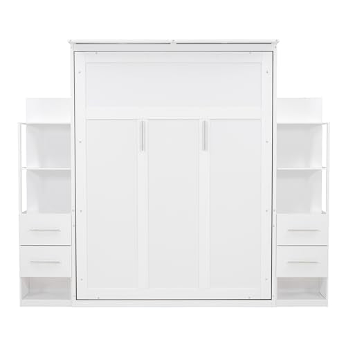 Gray Queen Size Wood Murphy Bed with LED Lights T81394