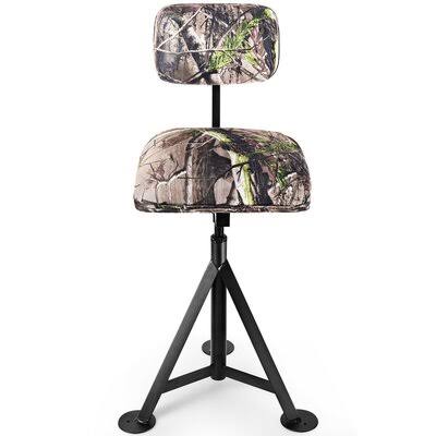 Swivel Hunting Chair Tripod Blind Stool with Detachable Backrest G4128