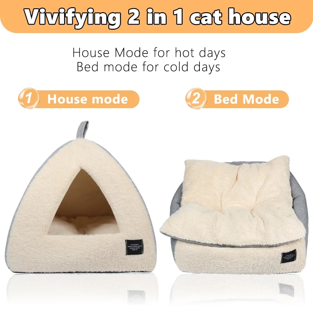 Cat Cave Bed with Removable Washable Cushioned Pillow S88589
