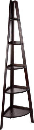 White 5-Shelf Corner Ladder Bookcase V623