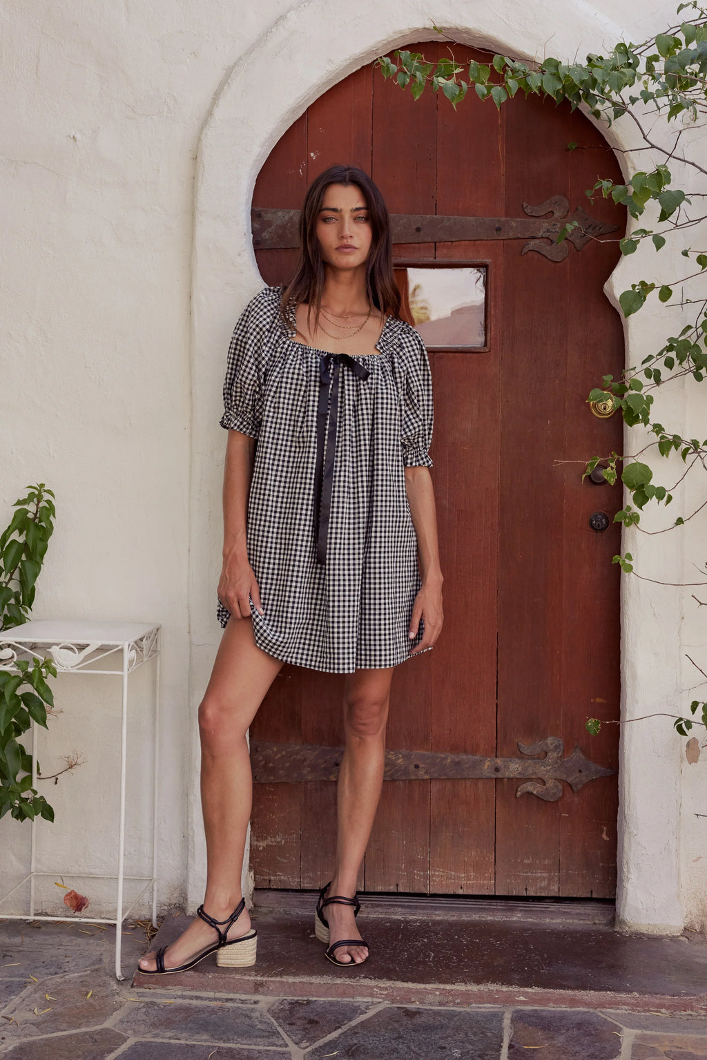 Black Gingham Mini Dress S660