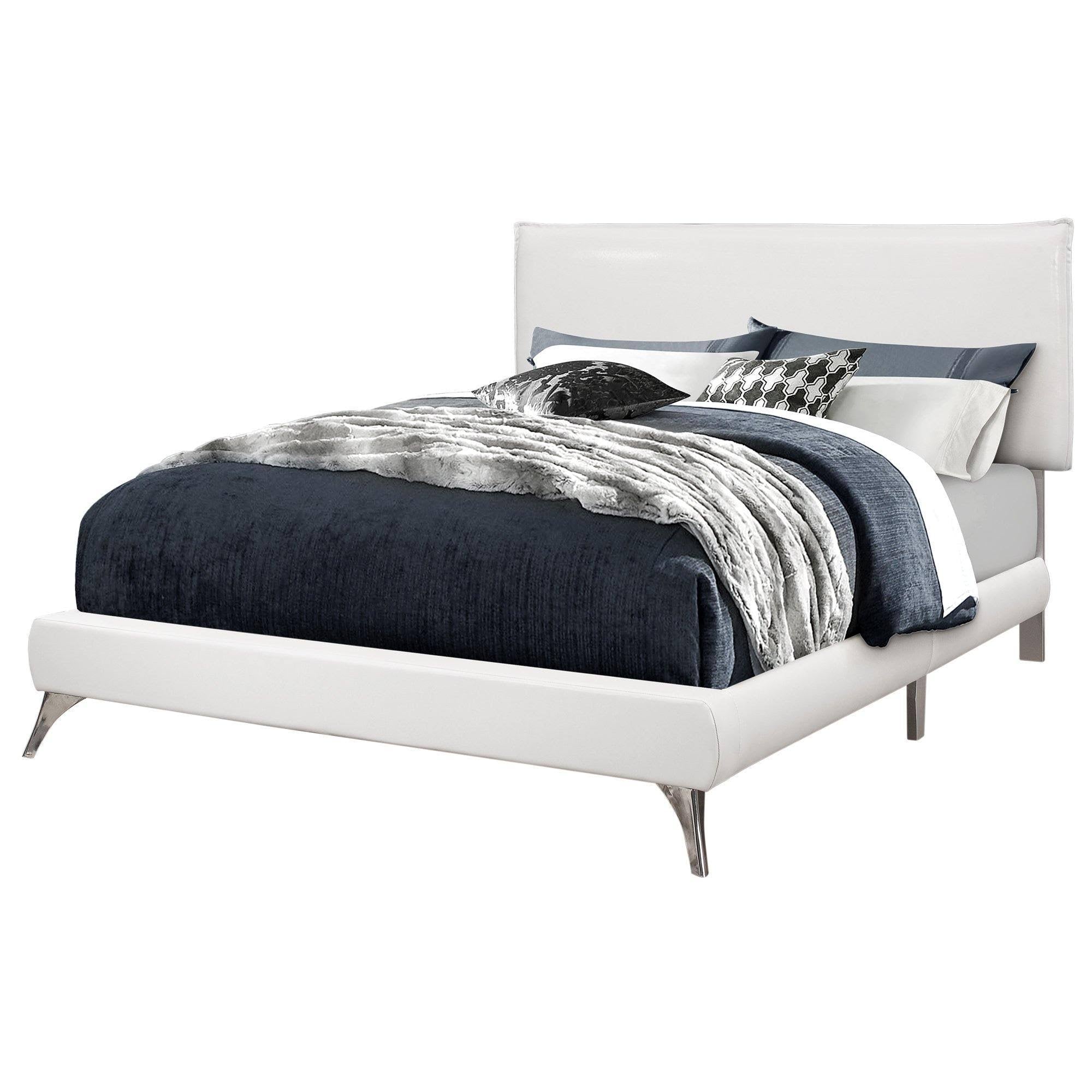 Brown Foam Solid Wood Leather Look Queen Size Bed B319