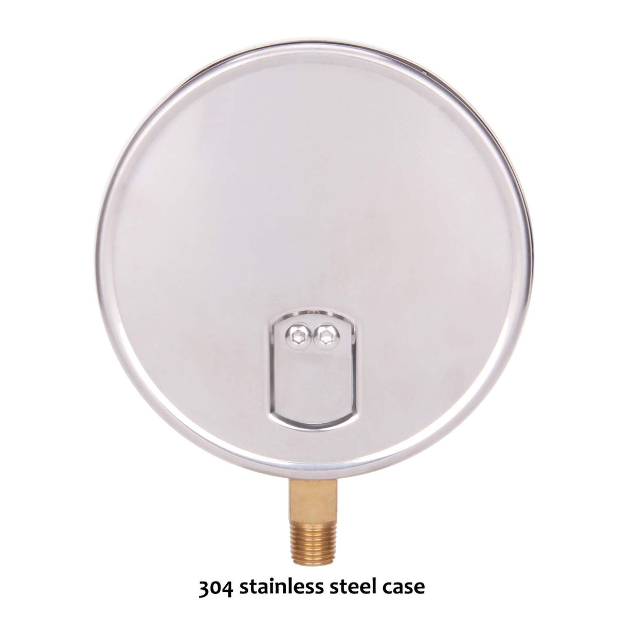 304 Stainless Steel Case Pressure Gauge, 0-200Psi, 4-1/2 Dial Size, 1/4 NPT Lower Mount M4159