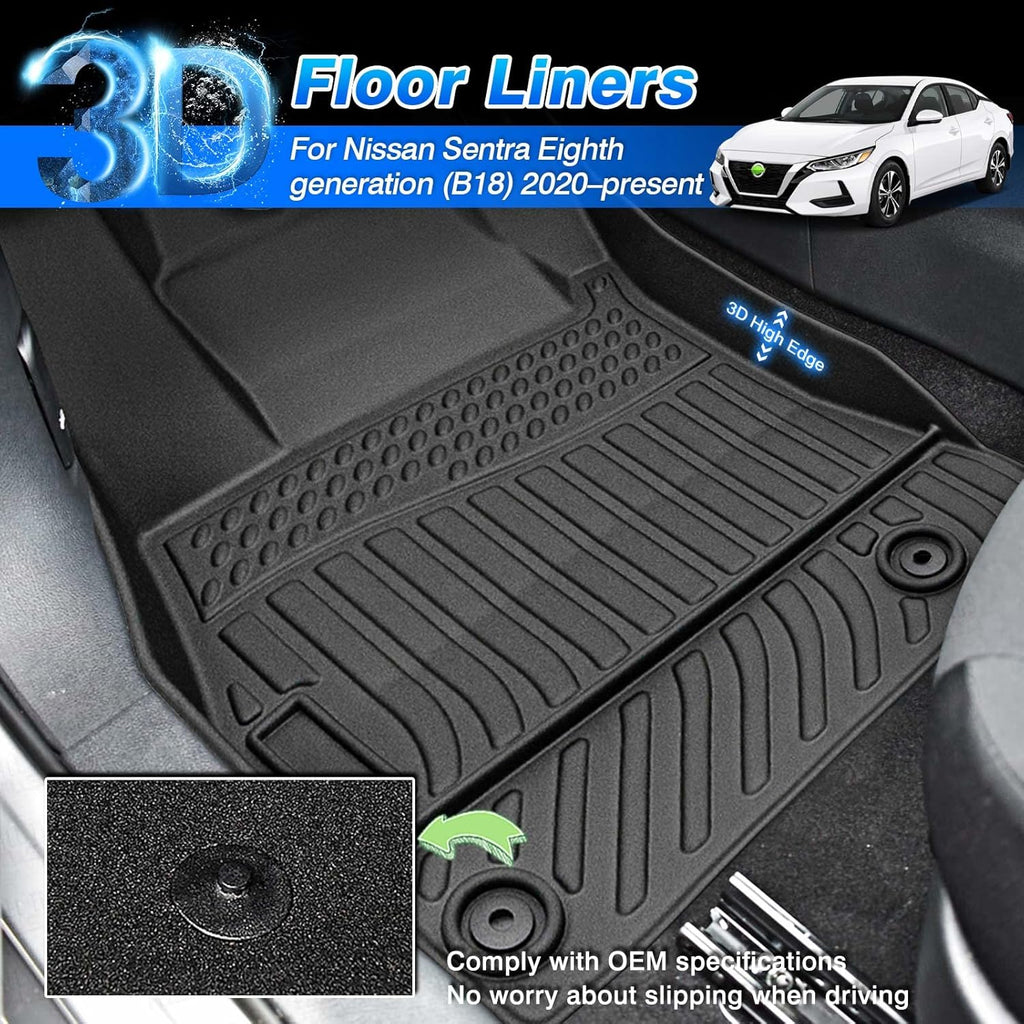 All Weather Non-Slip Floor Mats for Nissan Sentra 2020 2021 2022 1st & 2nd Row Z8137