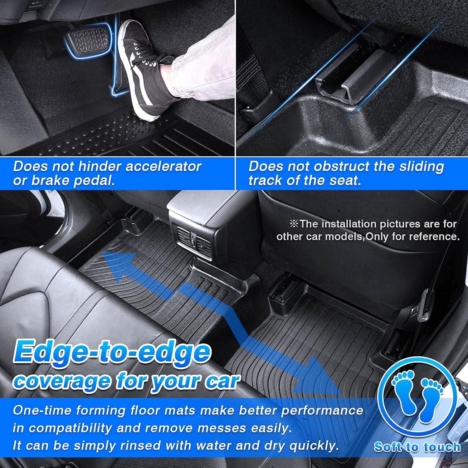 All Weather Non-Slip Floor Mats for Nissan Sentra 2020 2021 2022 1st & 2nd Row Z8137