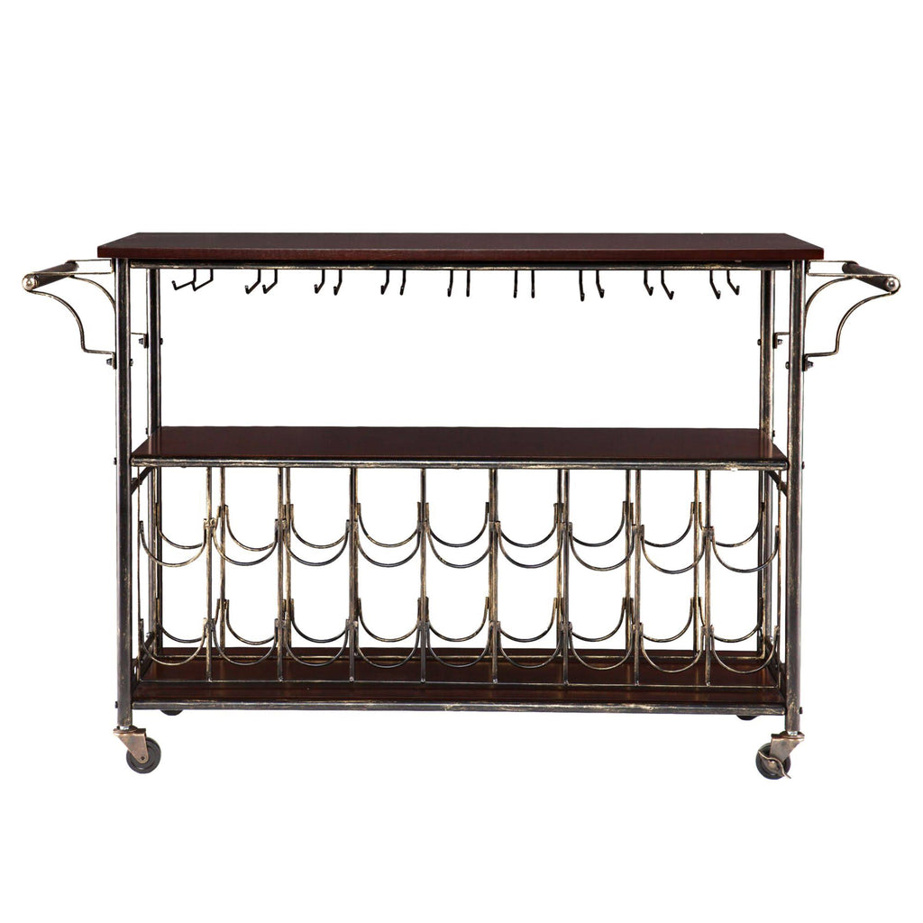 Black and Coffee Brown Rectangular Bar Cart K87257