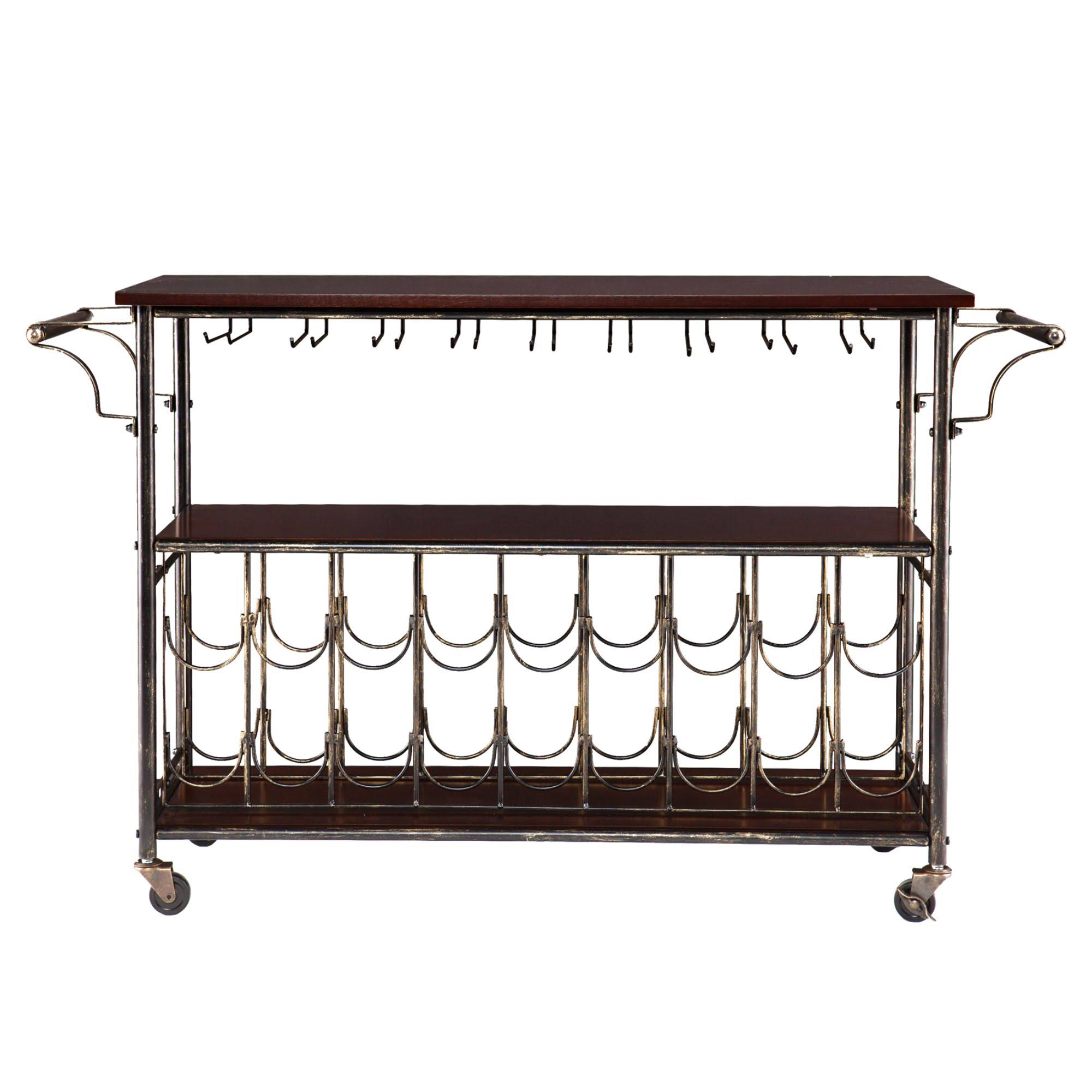 Black and Coffee Brown Rectangular Bar Cart K87257