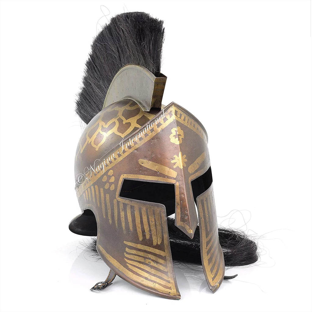 Antique Medieval Era Warrior Helmet with Black Display Stand K3558