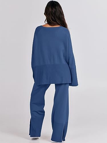 Oversized Knit Sweater Set Wide Leg Pant S148