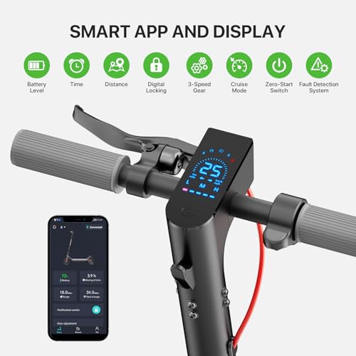 Electric Scooter, 350W, 10in Pneumatic Tires, 10.2AH Battery, 19 Miles Range, 15.5 mph Speed, UL2272 A798