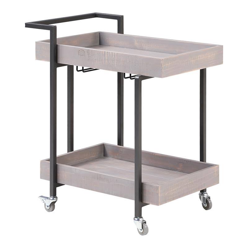 Antique Gray Wood Serving Cart J78678
