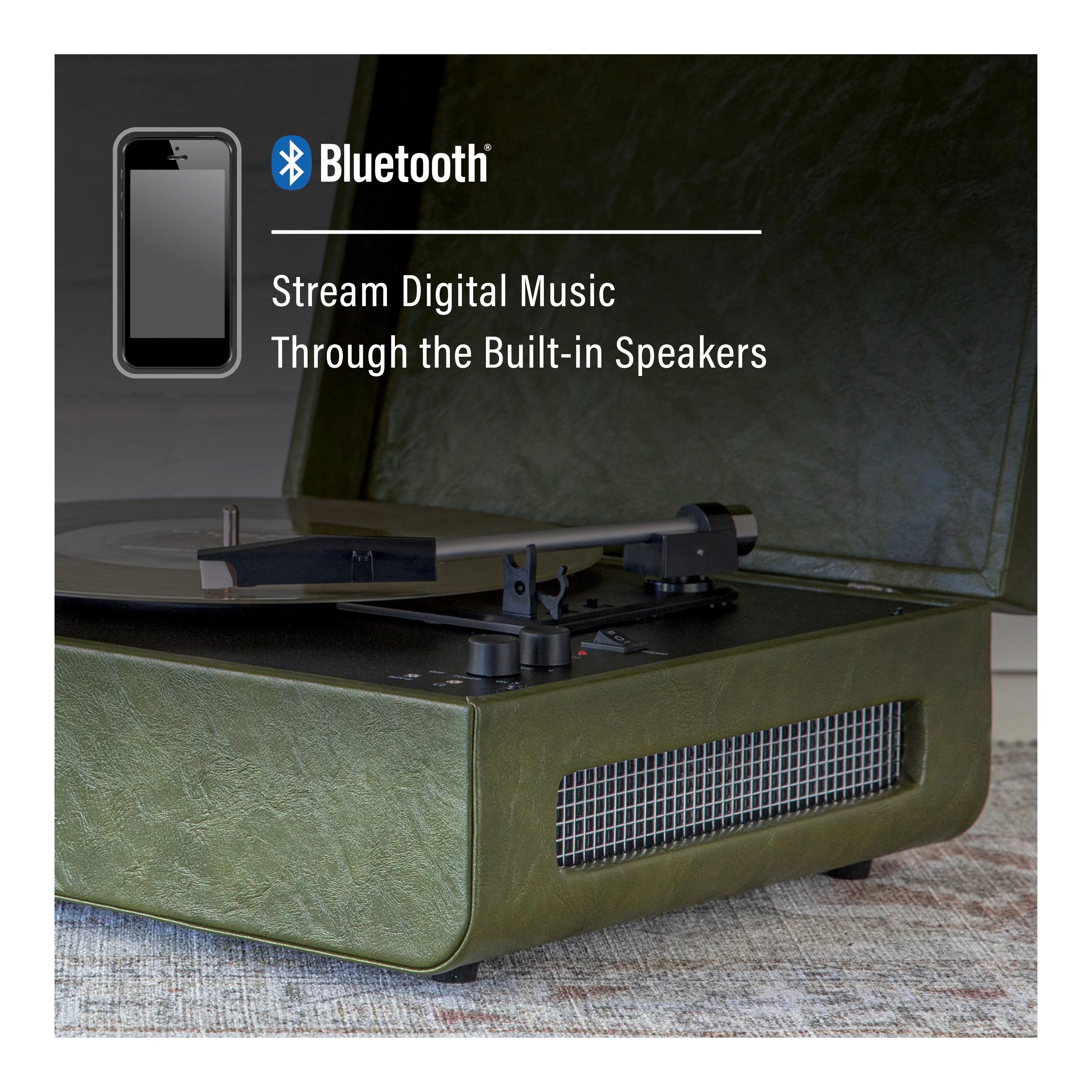 Vinyl Record Player with Speakers and Wireless Bluetooth Turntable Y346809