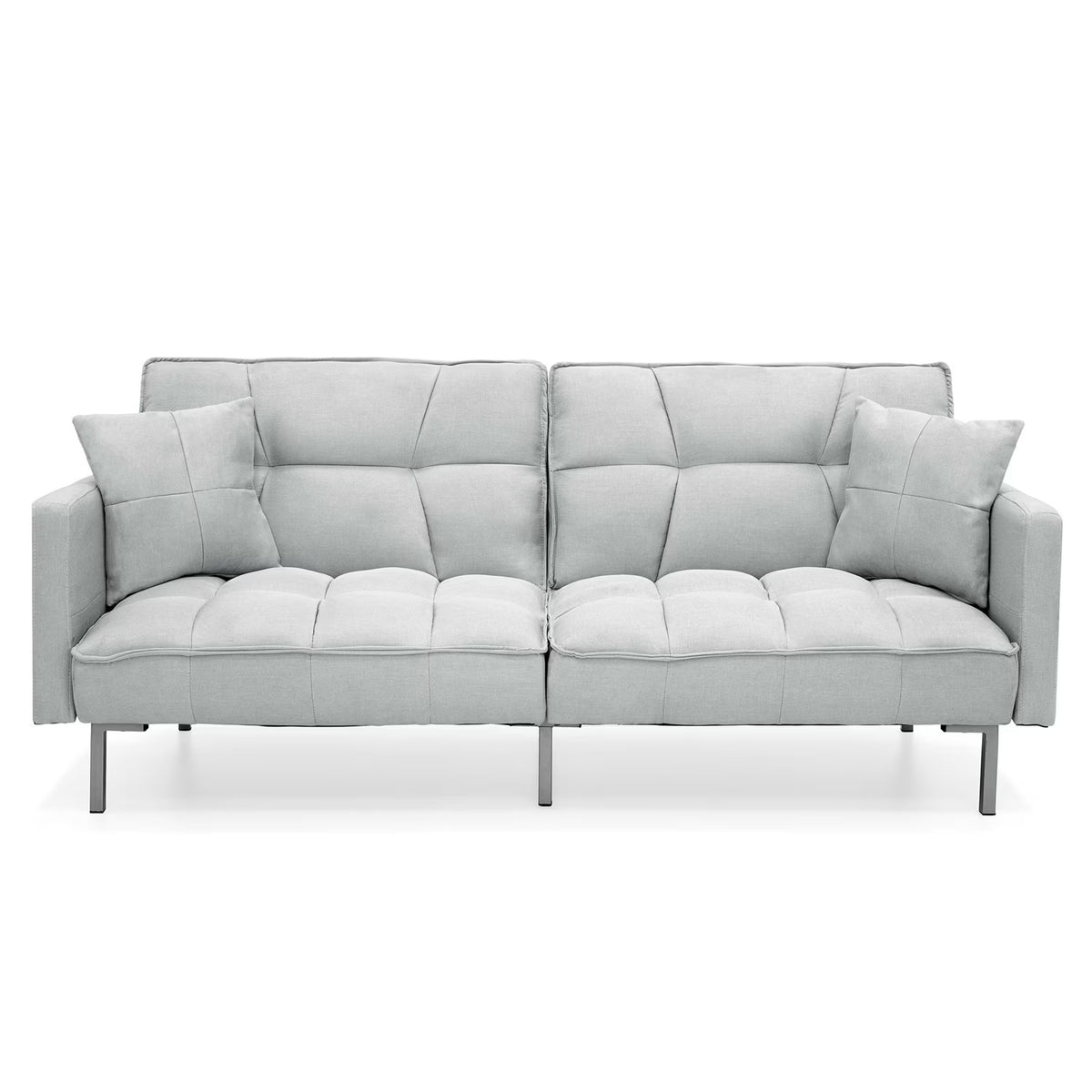 Gray Linen Convertible Futon with 2 Pillows X1724