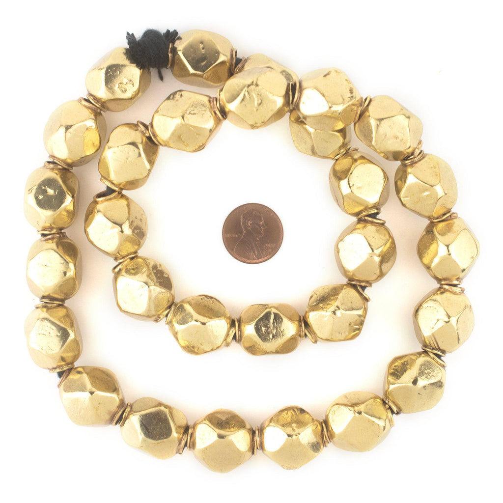 Brass Diamond Cut Hollow Tribal Beads (18mm) U12220