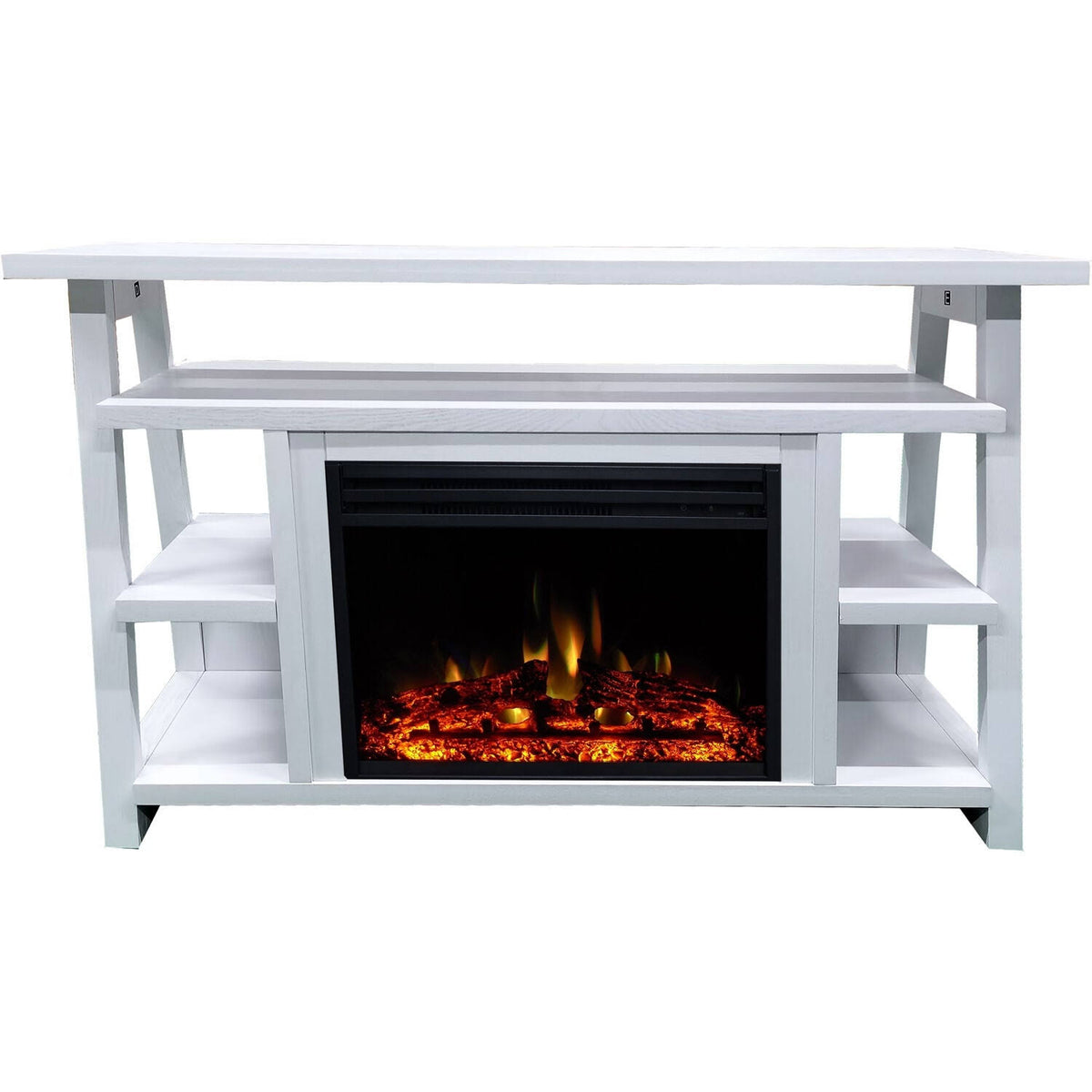 White Electric Fireplace Mantel V2231