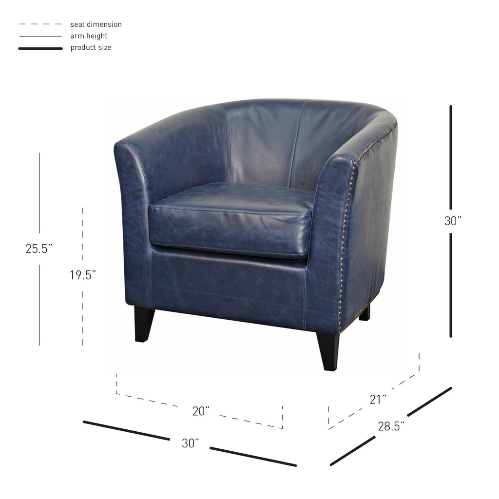Vintage Blue Bonded Leather Tub Chair B257814