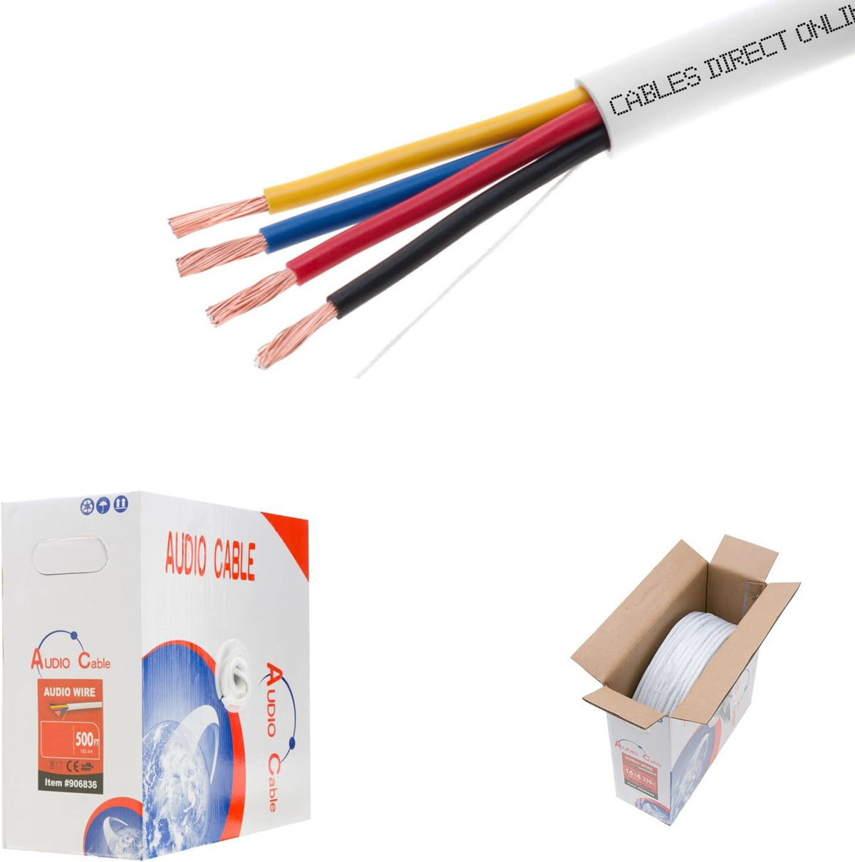 500ft 18AWG 4 Conductors CL2 Rated Speaker Cable Wire Y93435