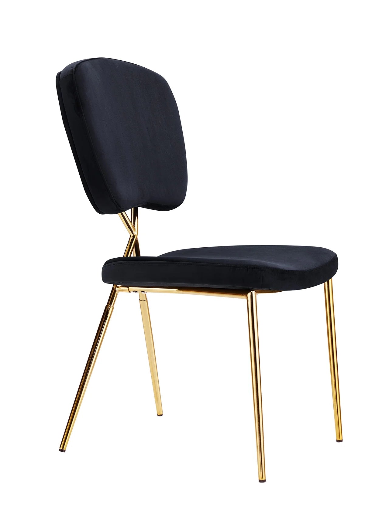 Black Velvet Upholstered Dining Chair Set of 2 I69580