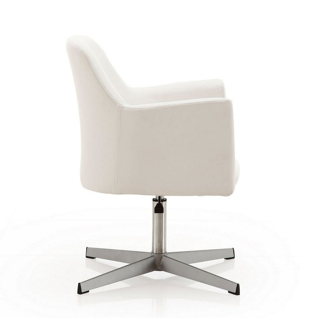 White Faux Leather Adjustable Height Swivel Accent Chair L20717
