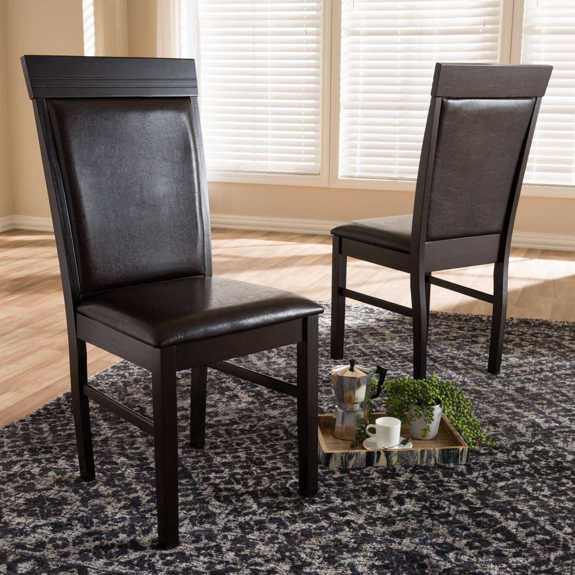 Dark Brown Faux Leather Dining Chair Set B33103