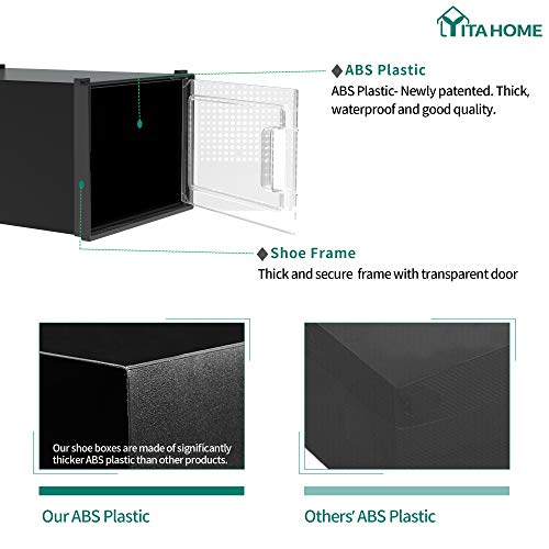 18 Pack Stackable Plastic Shoe Storage Boxes (Black, Medium) B947231