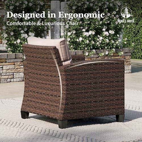 6 Pieces 7 Seats Wicker Patio Furniture Set with Fire Pit Table P28969