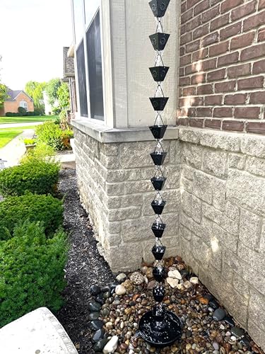Black Powder Coated Metal Rain Chain K78508
