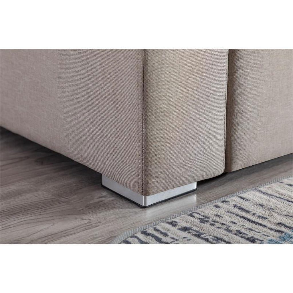 Beige Fabric Reversible Sectional with Charging Port and Storage Console O1857