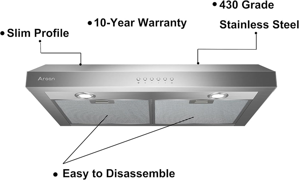30 inch Under Cabinet Range Hood with 900 CFM, Stainless Steel, 4 Speed, Aluminum Mesh Filters, LED Lights T324289