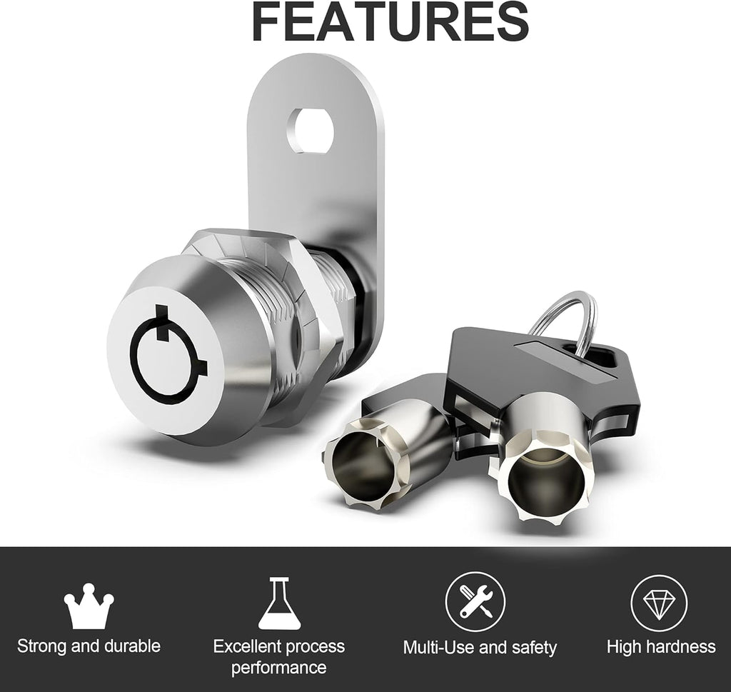 6 Pack 1-1/8 Zinc Alloy Cabinet Cam Locks with Keys A18364