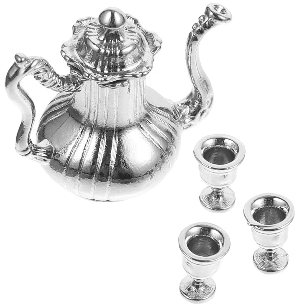 Miniature Dollhouse Accessories Simulation Teapot Wine Bottle Jewelry Ornaments Metal Cup Z8652