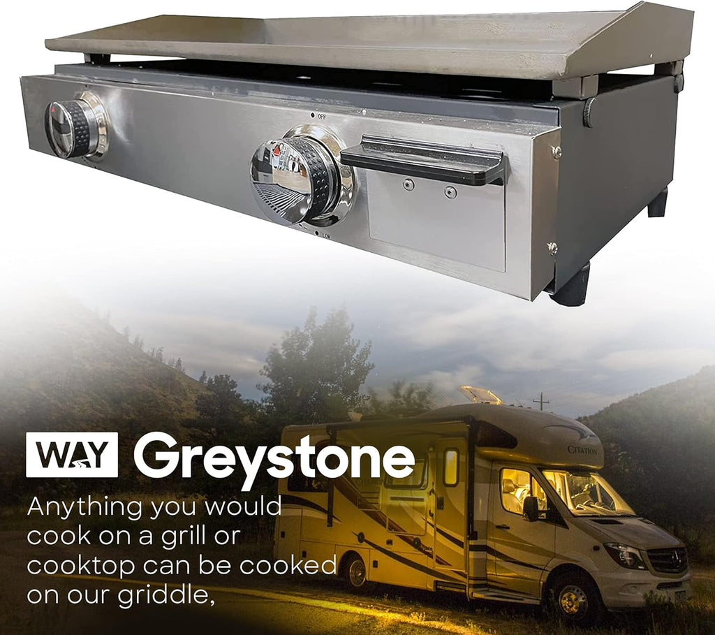 Black 25 Inch Stainless Steel RV Griddle with 2 Burners G4581