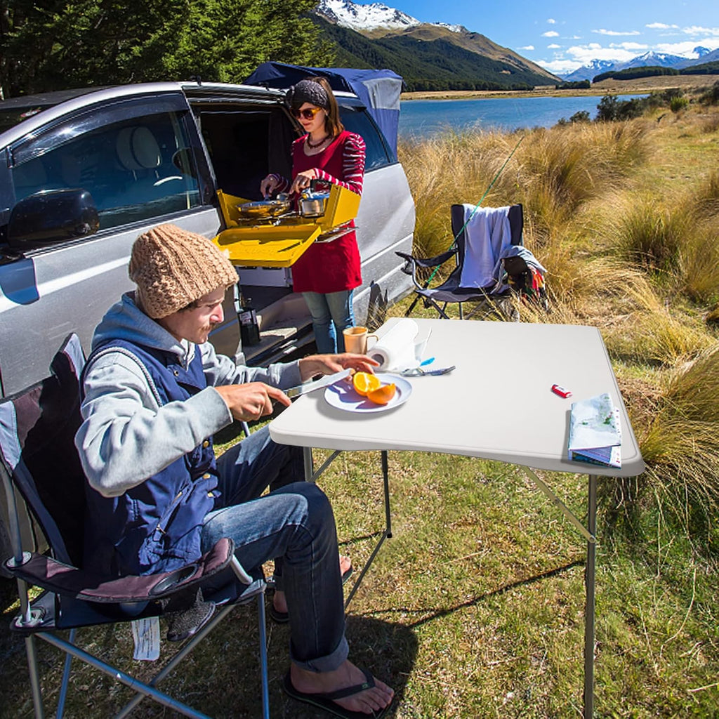 Folding Utility Table, 4ft Portable Plastic Picnic Party Dining Camp Table H803858