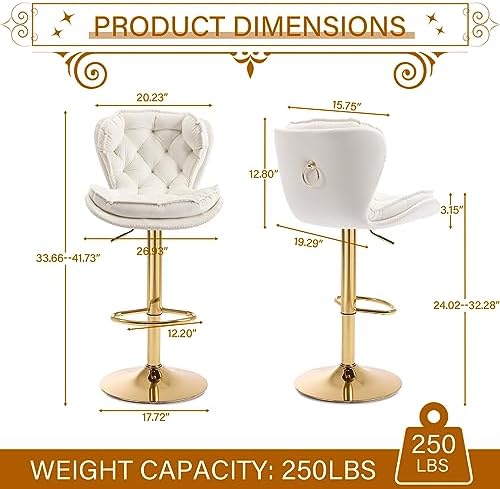 Swivel Barstools Set of 4 Velvet Upholstered Adjustable Stool Chair C80032