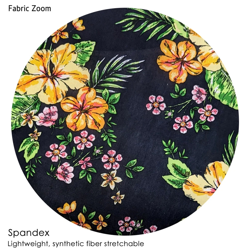 Black Floral Print Two-Piece Swimdress P929150