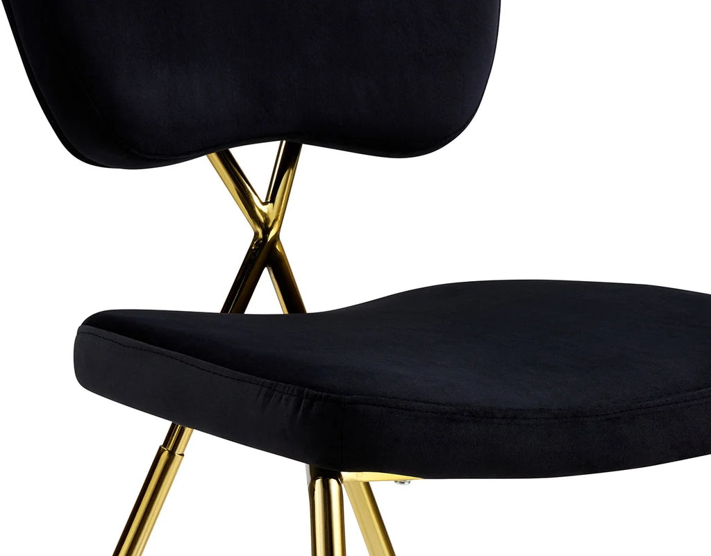 Black Velvet Upholstered Dining Chair Set of 2 I69580