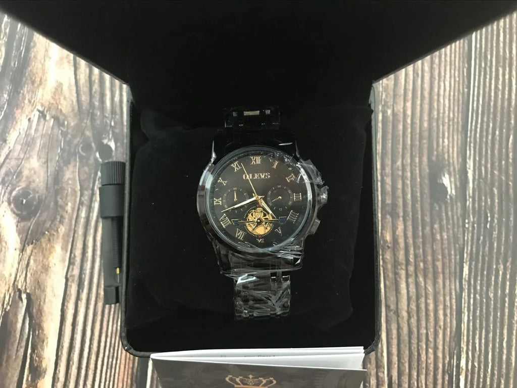 Black Chronograph Waterproof Wrist Watch Y498