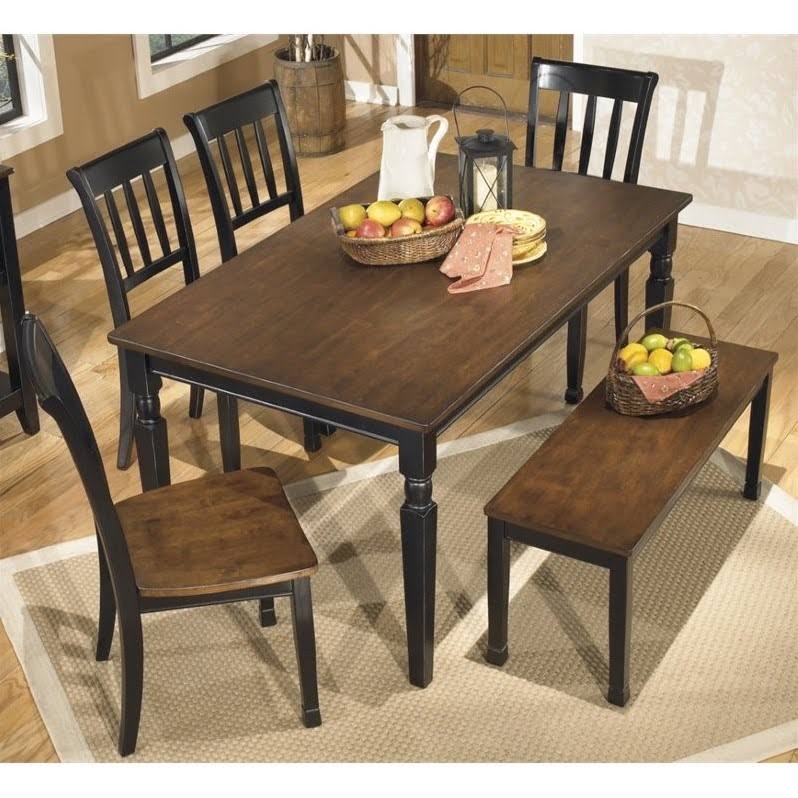 6 Piece Dining Set with Bench in Black and Brown G167004