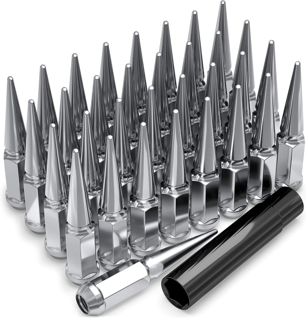 Black 25 Pack 1-Pc Hex Spike Lug Nut Set J828