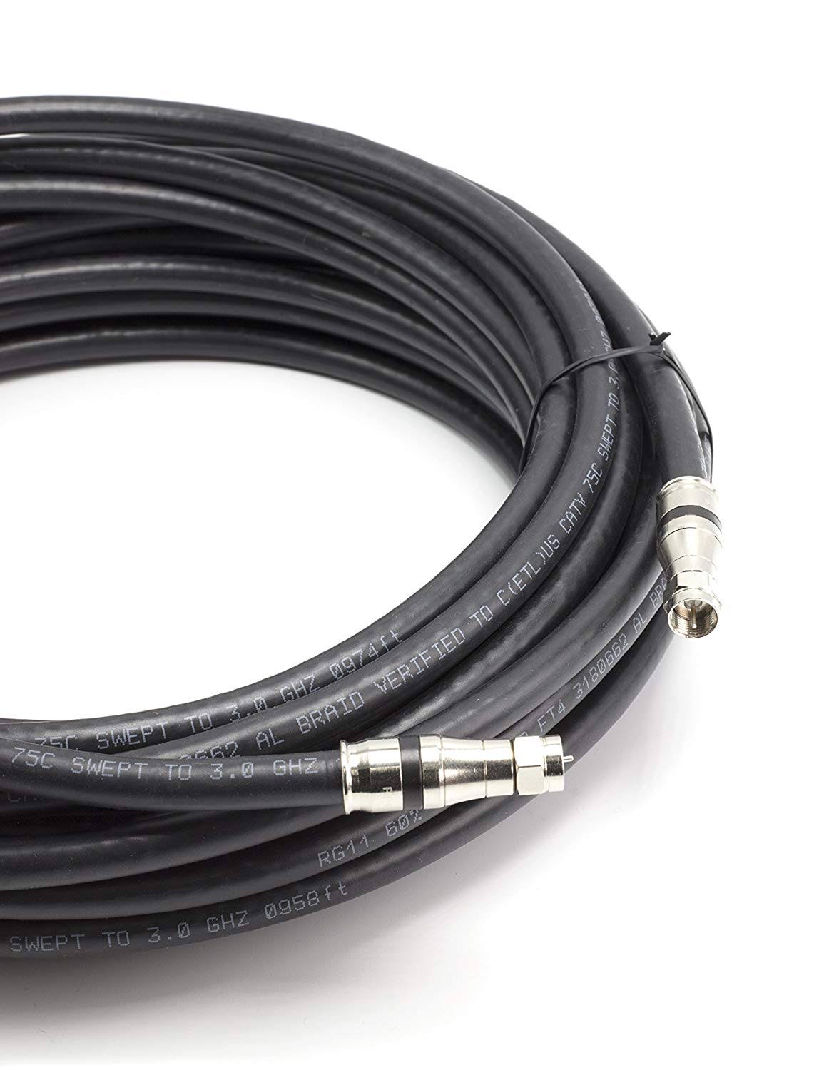 100 Foot RG-11 Coaxial Cable with F Type Connector W317