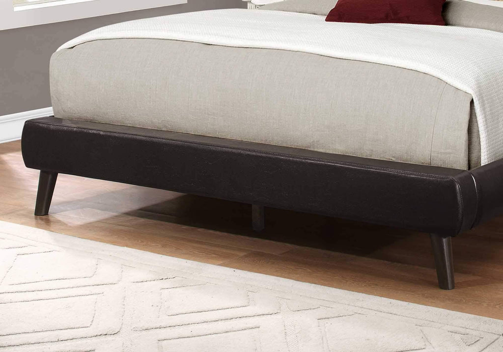 Brown Foam Solid Wood Leather Look Queen Size Bed B319