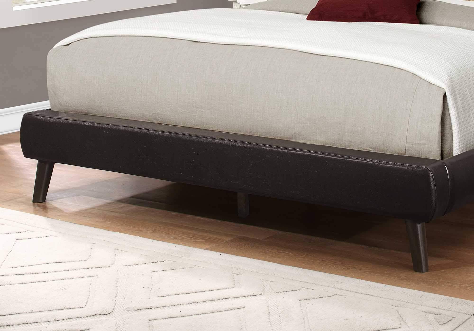 Brown Foam Solid Wood Leather Look Queen Size Bed B319