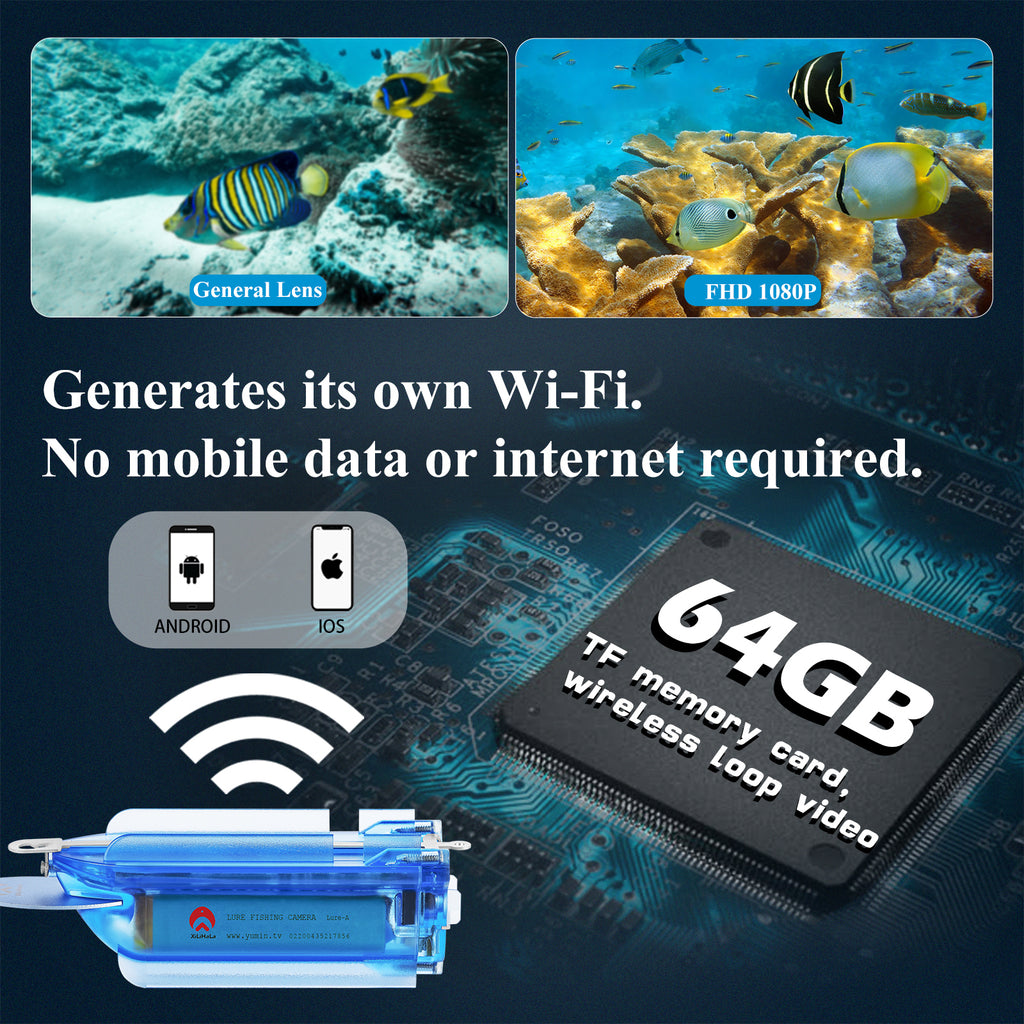 Wireless Underwater Fishing Camera 1080P with 64GB TF Card H4870