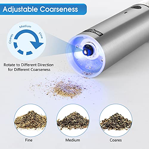 Electric Salt and Pepper Grinder Set, 2 Mills, Rechargeable, Stainless Steel E8555