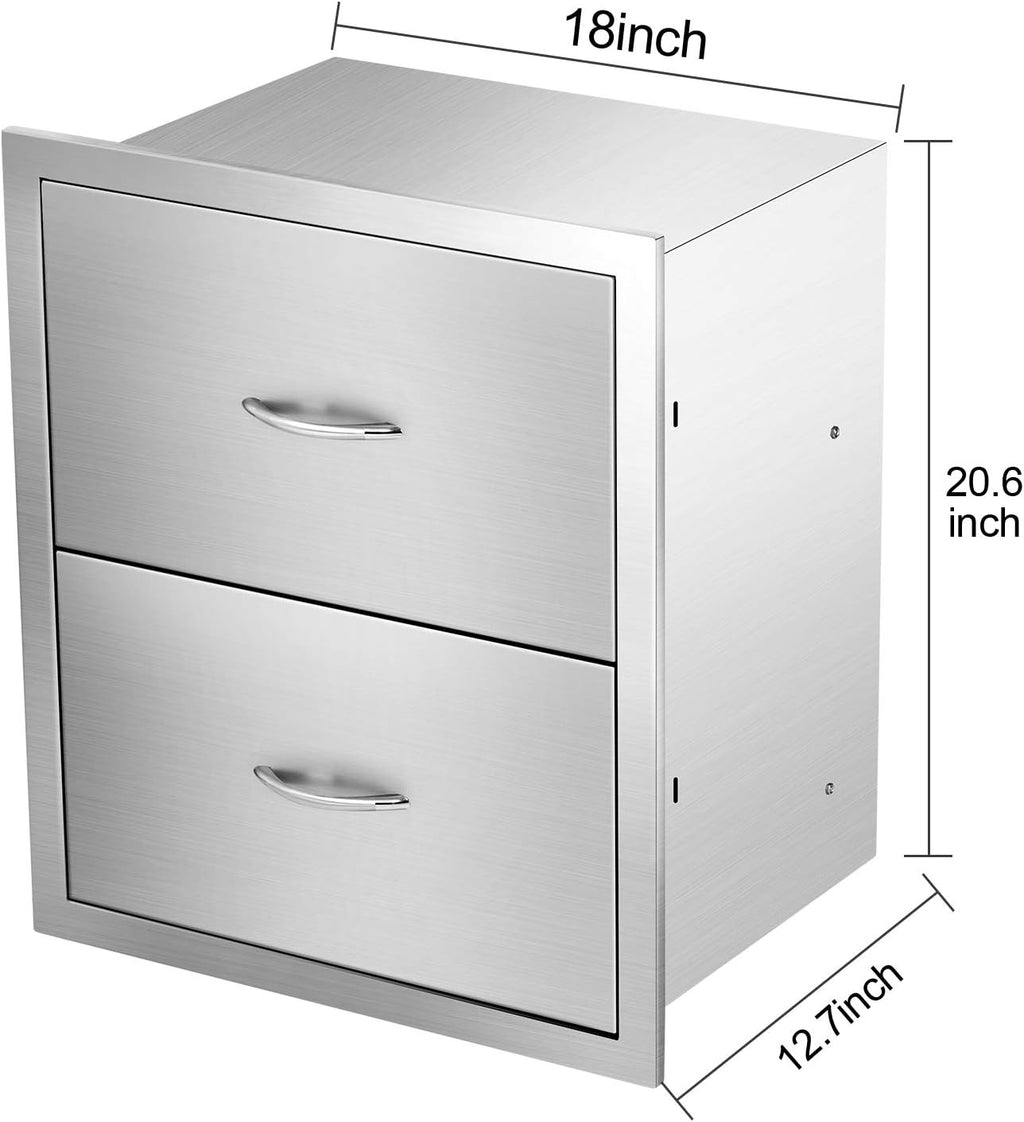 Stainless Steel 2-Layer Barbecue Drawers with Handles T8162