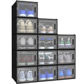 18 Pack Stackable Plastic Shoe Storage Boxes (Black, Medium) B947231