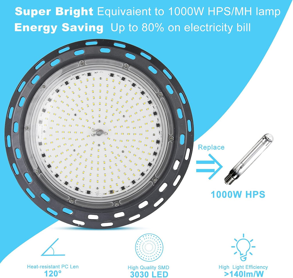 250W LED High Bay Light 35000lm 5000K Daylight 2Pack K229789