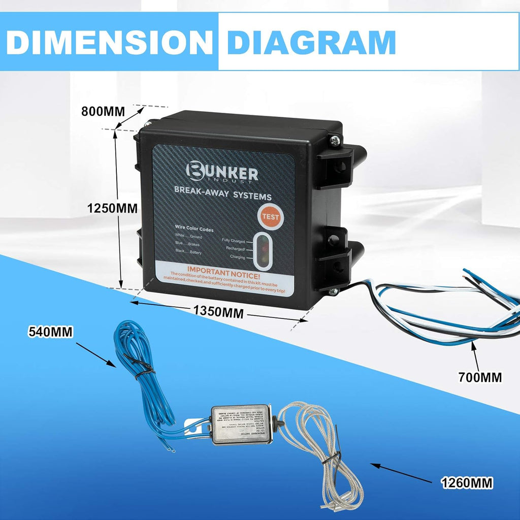 Trailer Brakes Breakaway Kit with Charger, LED Indicator, Switch, 12V 5AH Battery, Pack of 2 I566