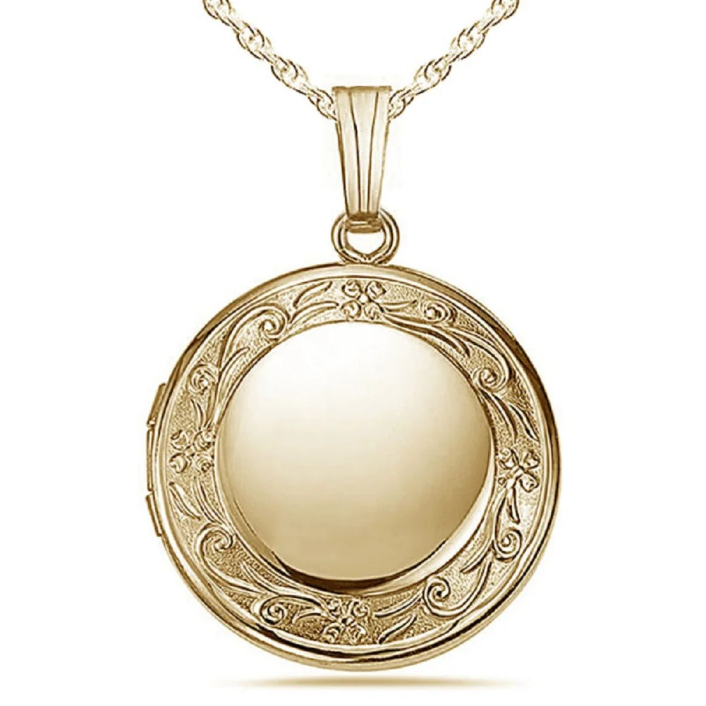 14K Yellow Gold Filled Round Locket Necklace P8281