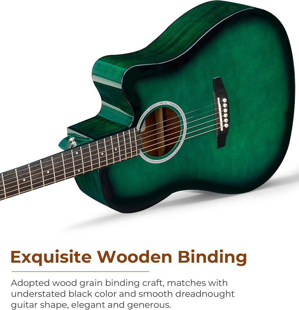 Blue 41 Inch Cutaway Acoustic Guitar Bundle with Gig Bag N746